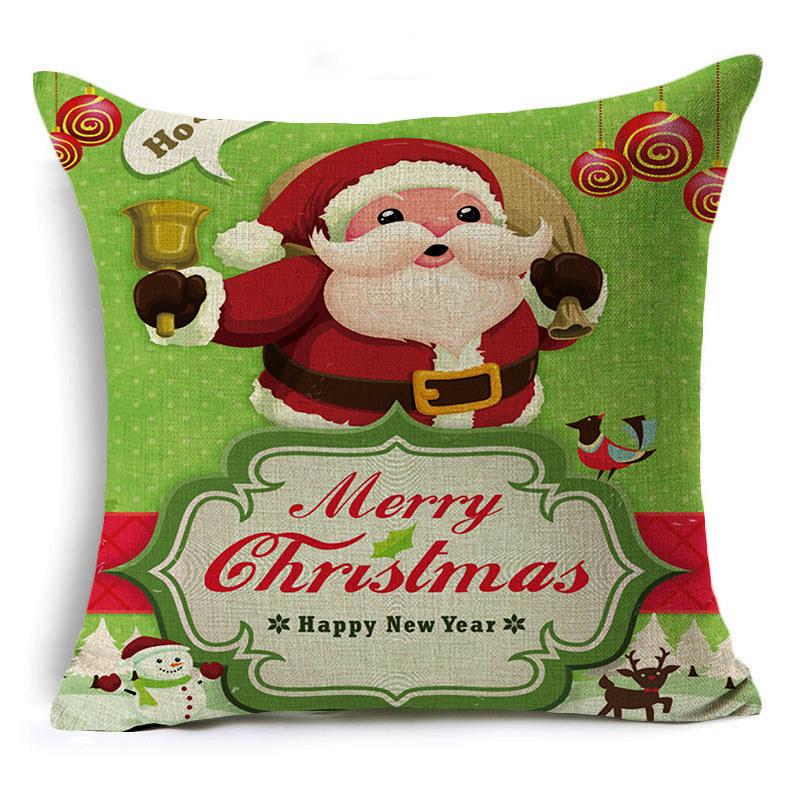 Santa Claus Cartoon Christmas Cushion Covers Reindeer Christmas Trees Linen Pillow Cover Decorative Sofa Couch Throw Pillows