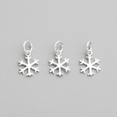 S925 Sterling Silver Snowflake Pendant for Handmade DIY Jewelry