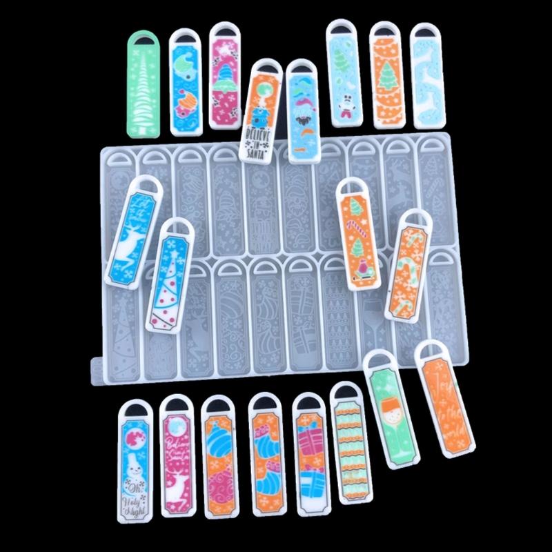 Glänzende Weihnachtslesezeichen Kollektion Schlüsselanhänger Silikonform DIY Schlüsselanhänger Anhänger Schmuck Epoxidharz Bastelformen