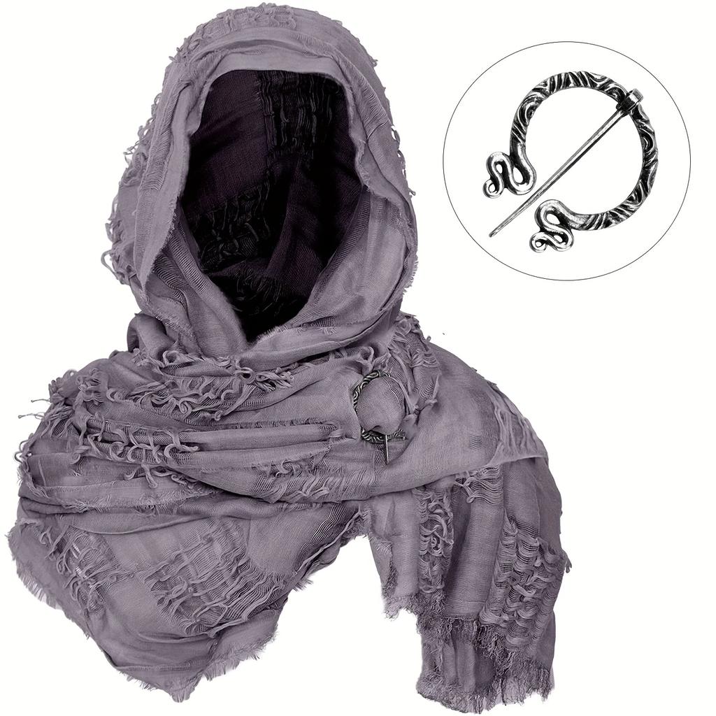 1 Stück Mittelalterlicher Ritter Umhang Halloween Kostüm Polyester Renaissance Kapuzenumhang LARP Cosplay Foto Requisiten Schal Schal