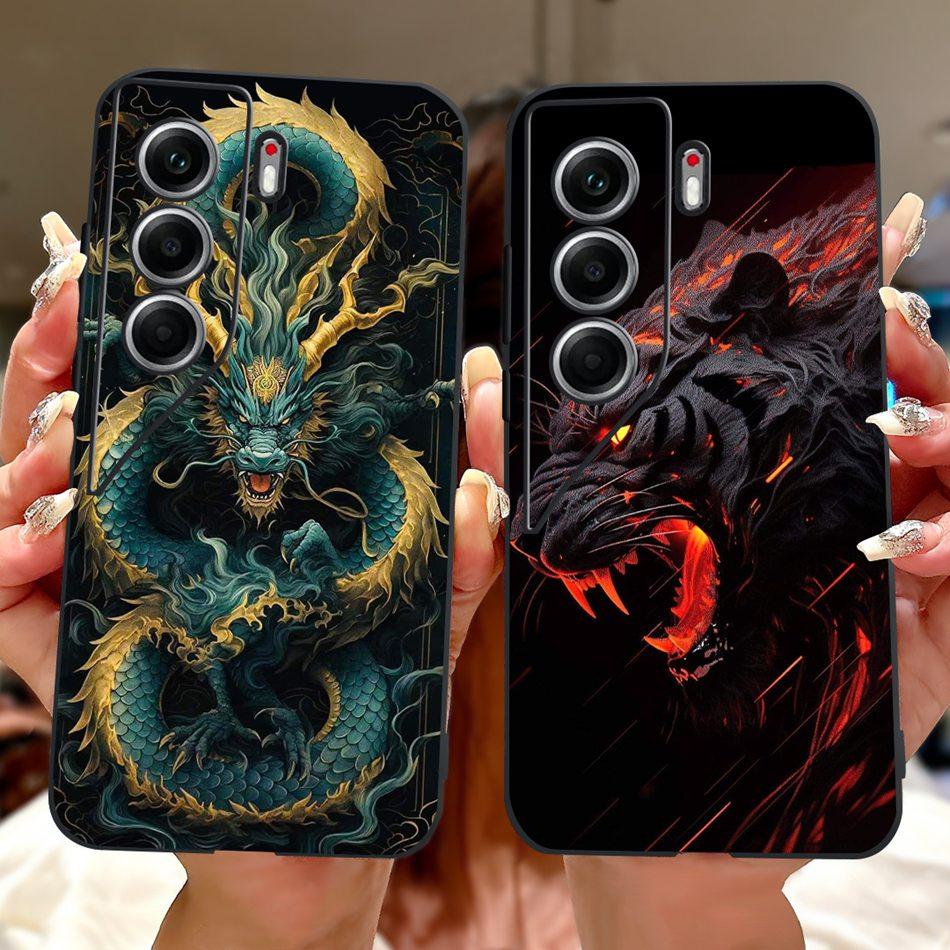 For Tecno Camon 40 Pro 4G Camon40 Elegant Floral Cat Phone Case For Camon 40 40Pro 4G CM6 CM5 Black Silicone Soft Cases Bumpers