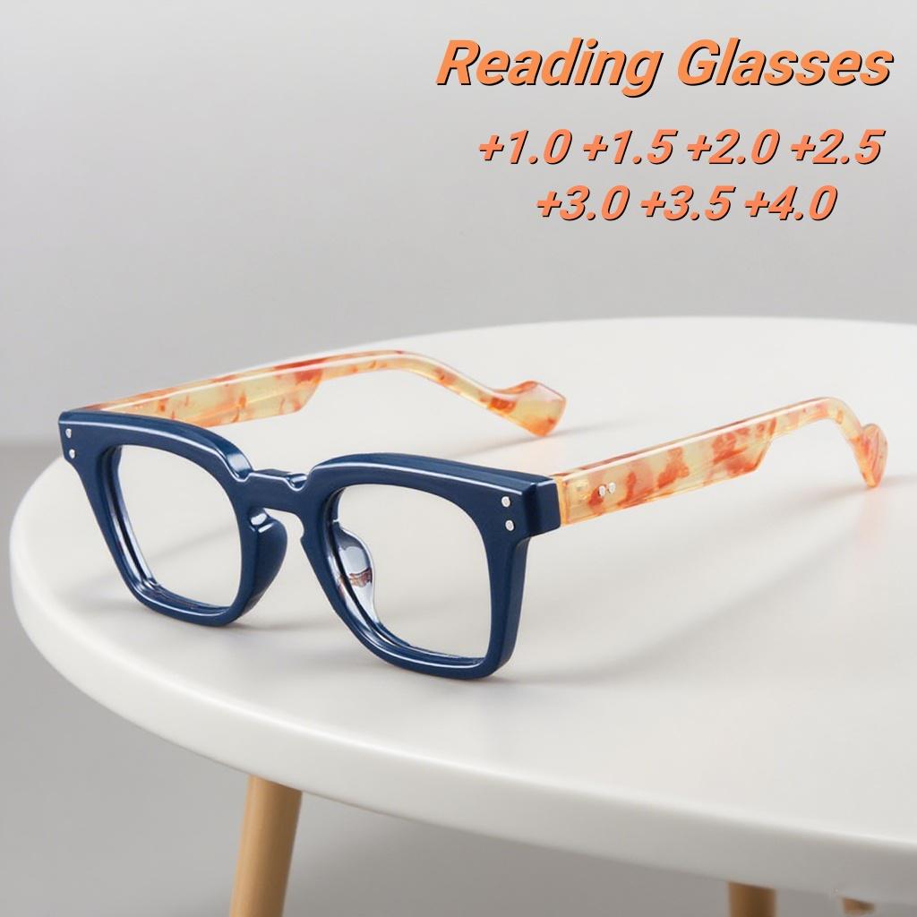 Neue Mode Großrahmen HD Damen Alterssichtigkeit Brille Retro Ultraleicht Neutral Box Luxus Anti Blaulicht Lesebrille