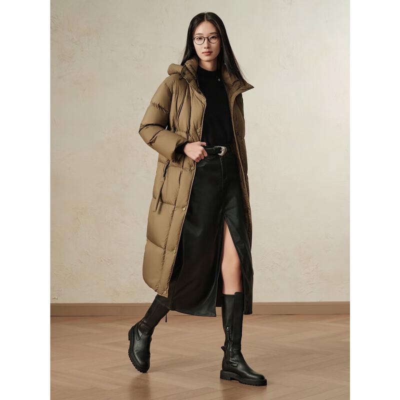 Jiusi Annakao Women's Casual Loose Goose Down Long Jacket