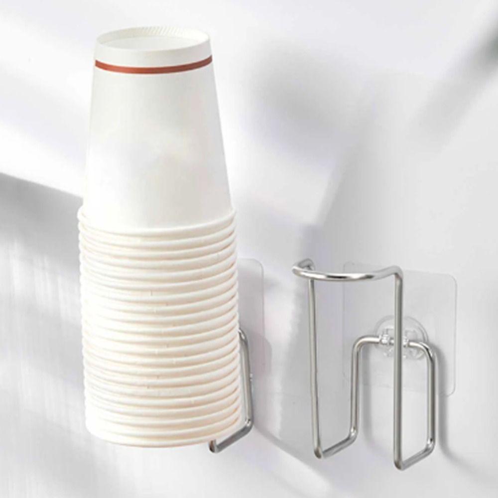 Wall-Mounted Disposable Paper Cup Storage Holder Punch-Free Cup Holder  Counter