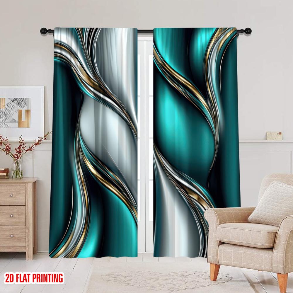 2 Stück 2D-Flachdruck Elegante Moderne Dunkelgrün Grau Druck Vorhänge Spezielles Design Für Wohnzimmer Schlafzimmer Und Arbeitszimmer Maschine