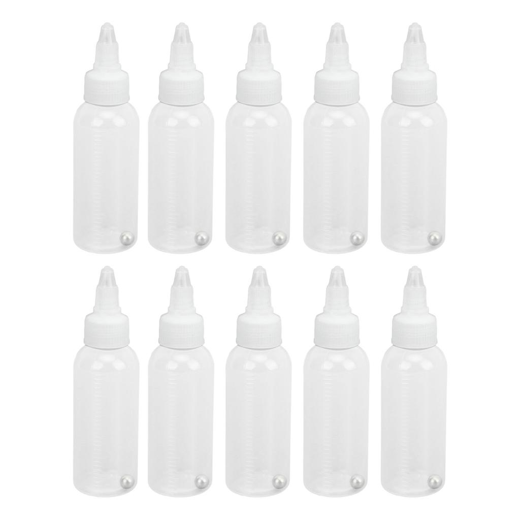 10Pcs Pigment Dispensing Bottle 60ml Durable Plastic Roll Ball Widely Used Hair Oil Bottle for Oil Pigment Solvent