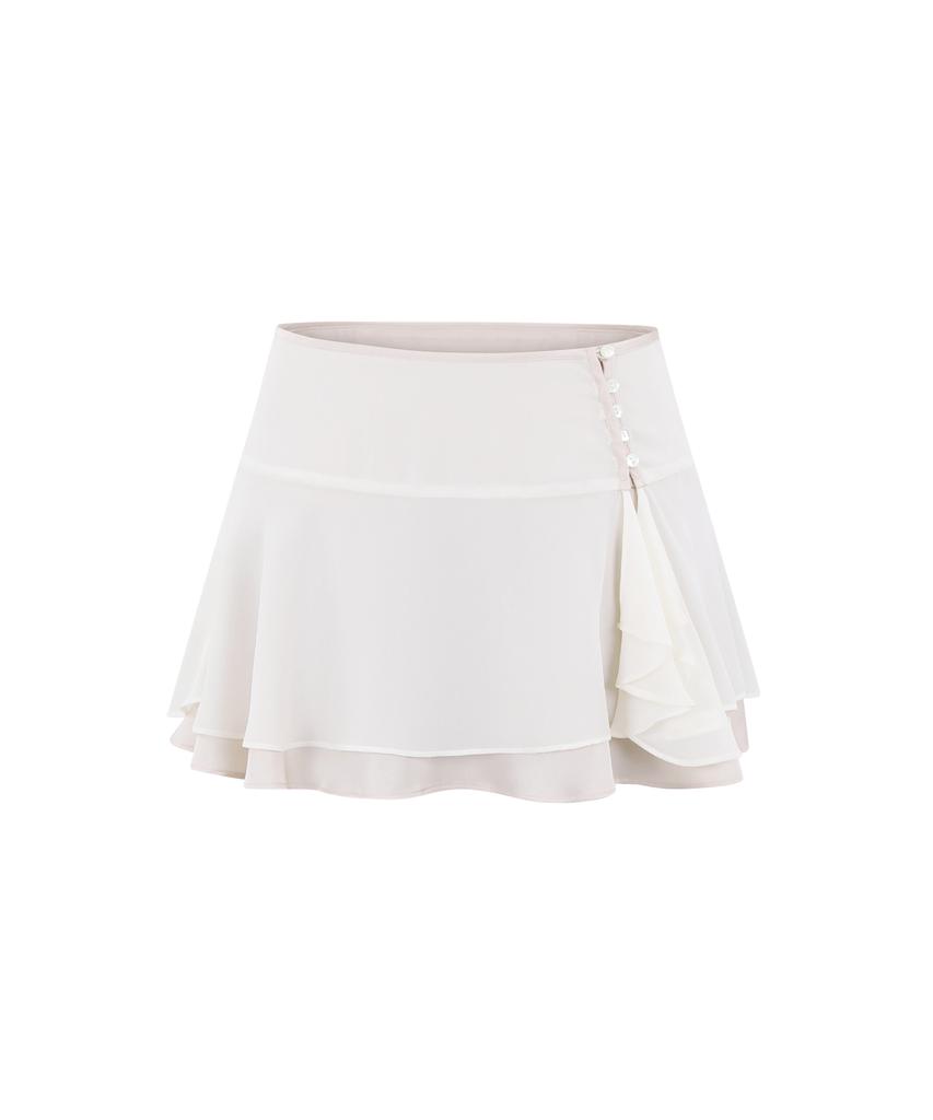 Leijeumiya Lily Chiffon Mini Skirt [Ivory]
