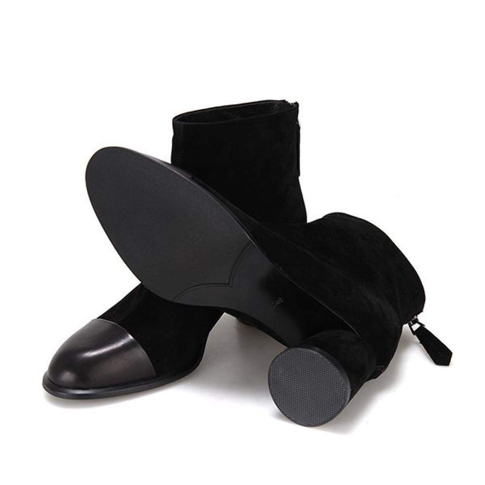 BARBARA Leather Suede Color Block Ankle Boots 6.5cm Bbg865bk