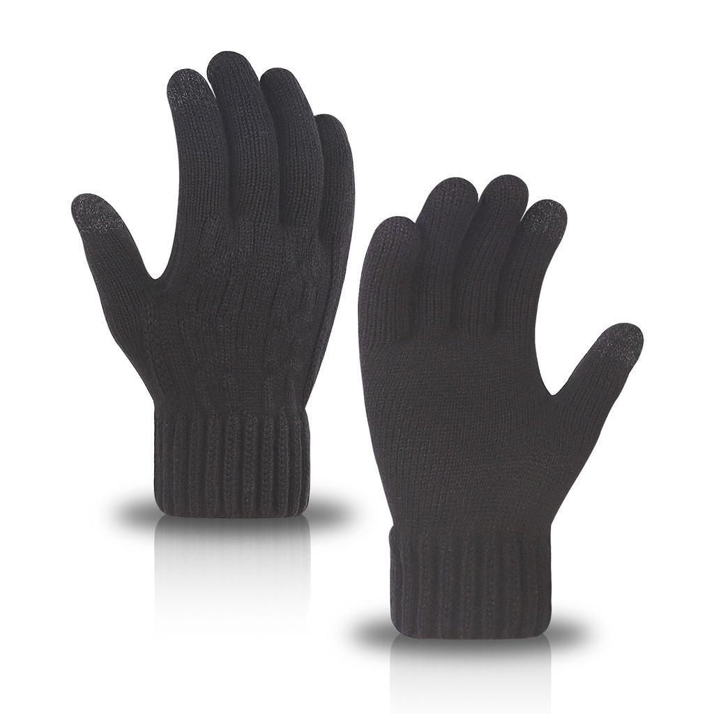 Neue warme Herbsthandschuhe für Damen und Herren, gestrickt, mit Samt gefüttert, winddicht und kältefest, Fingerhandschuhe