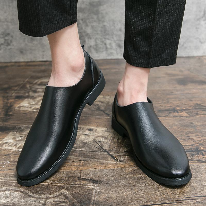 Men's Shoes New Business Dress Casual Shoes Men's Soft Leather Pointed Leather Shoes Men's British Foot Loafers