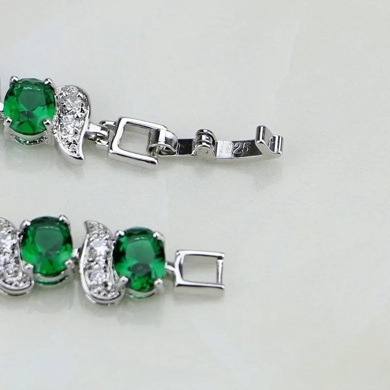 Braccialetto con Charm in Argento Smeraldo Verde Naturale Topazio Bianco Gioielli da Donna Accessori Moda Regalo per Lei