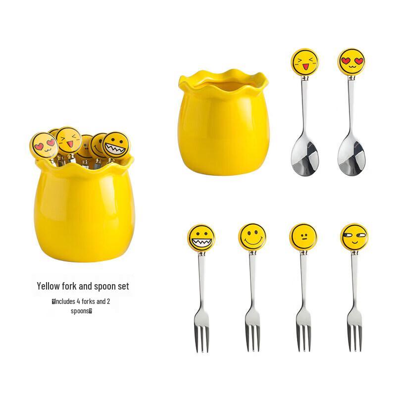 Qiwei 304 Stainless Steel Fruit Fork Set with Storage Jar