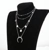 European & American Fashion Multi-layer Moon & Round Bead Choker Necklace