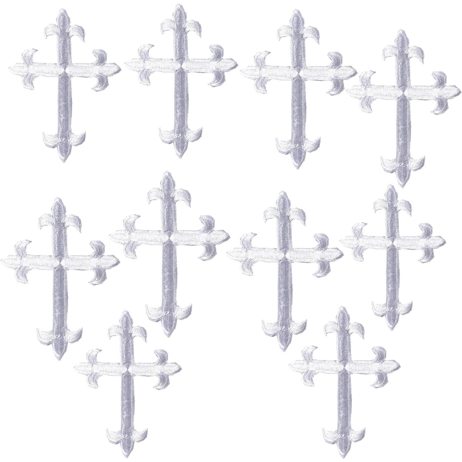 

5 шт./лот Золоті Срібні Вишиті Нашивки з Хрестом Припрасовувані Аплікації для Ремонту срібний