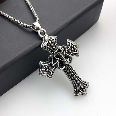 Colar com pingente de cruz Source Cobra, joia masculina, personalidade retrô, tendência, colar versátil