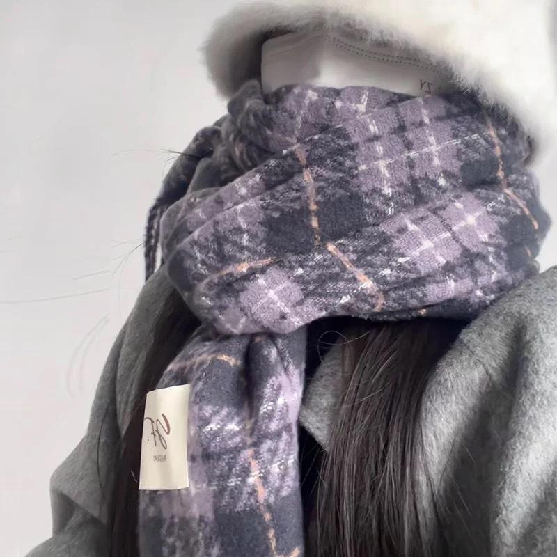 Tonglu Scarf Women's Houndstooth Shawl Dual-purpose Korean Version Versatile Warm New Winter Senior Student Scarf