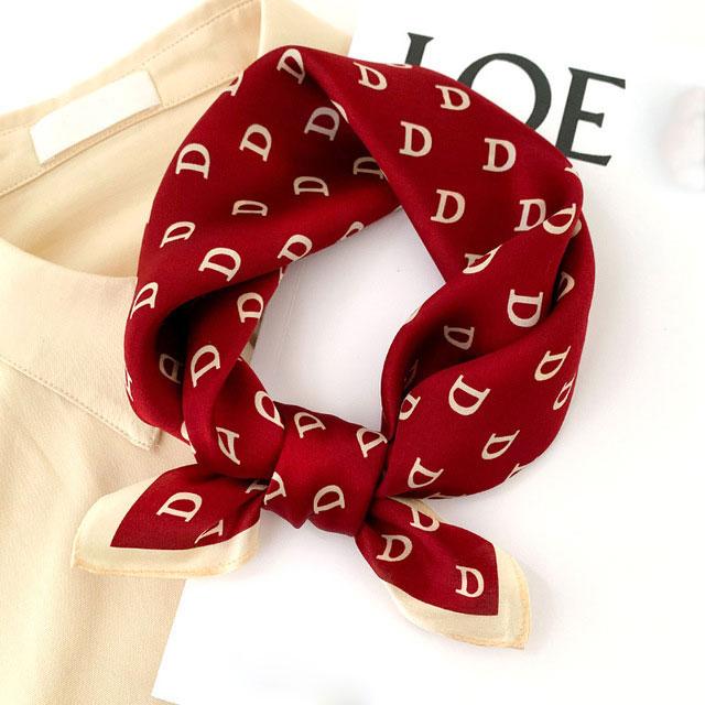 100% Pure Silk Scarf Women Neck Hair Band Foulard Square Small Headband  Fashion Print Neckerchief Scarves Bandana 53*53cm
