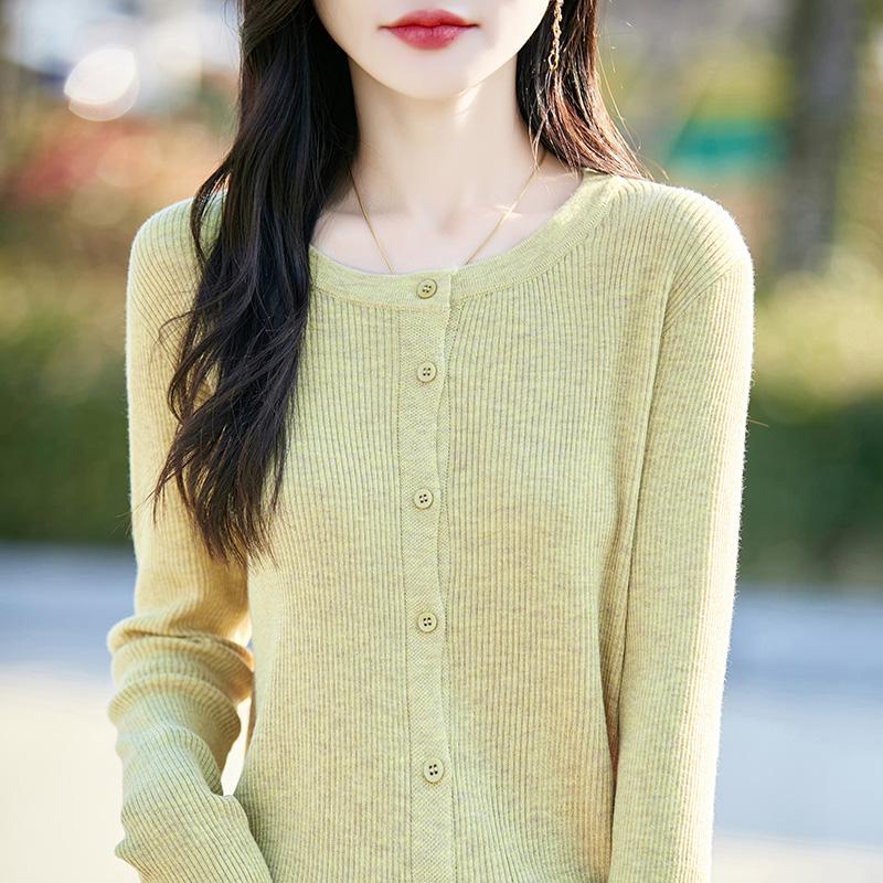 Women's Lightweight 50% Wool 50% Mulberry Silk Cardigan - 4-Season Versatile Knitwear for All-Year Comfort & Style