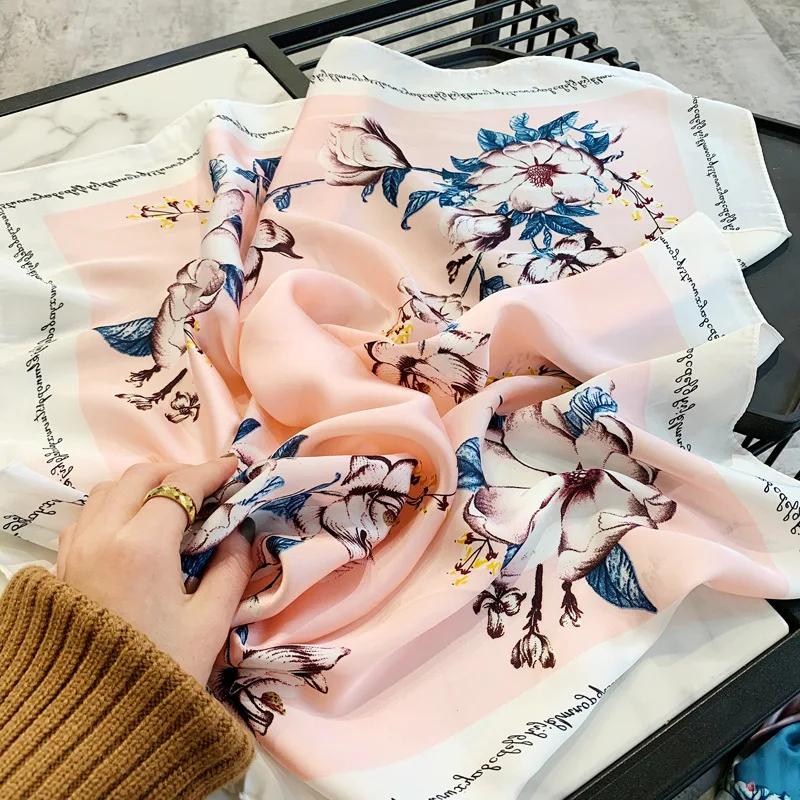 70*70cm Fashion Handkerchief Neck Scarf For Women Small Shawl Silk Satin Hair Scarfs Female Square Headband Bandana Head Scarves