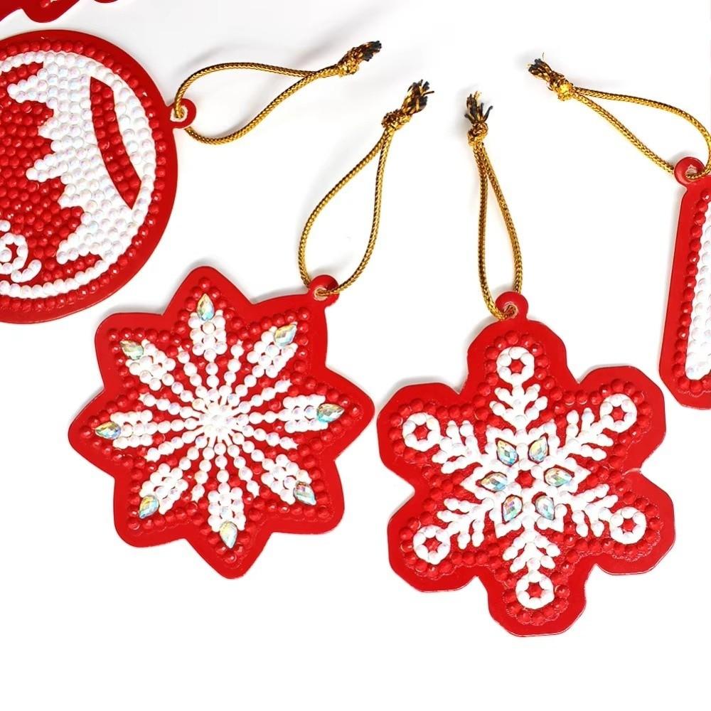 10 PCS Snowman Diamond Painting Pendant DIY Craft Bag Charm Creative Hanging Ornament Xmas Gift