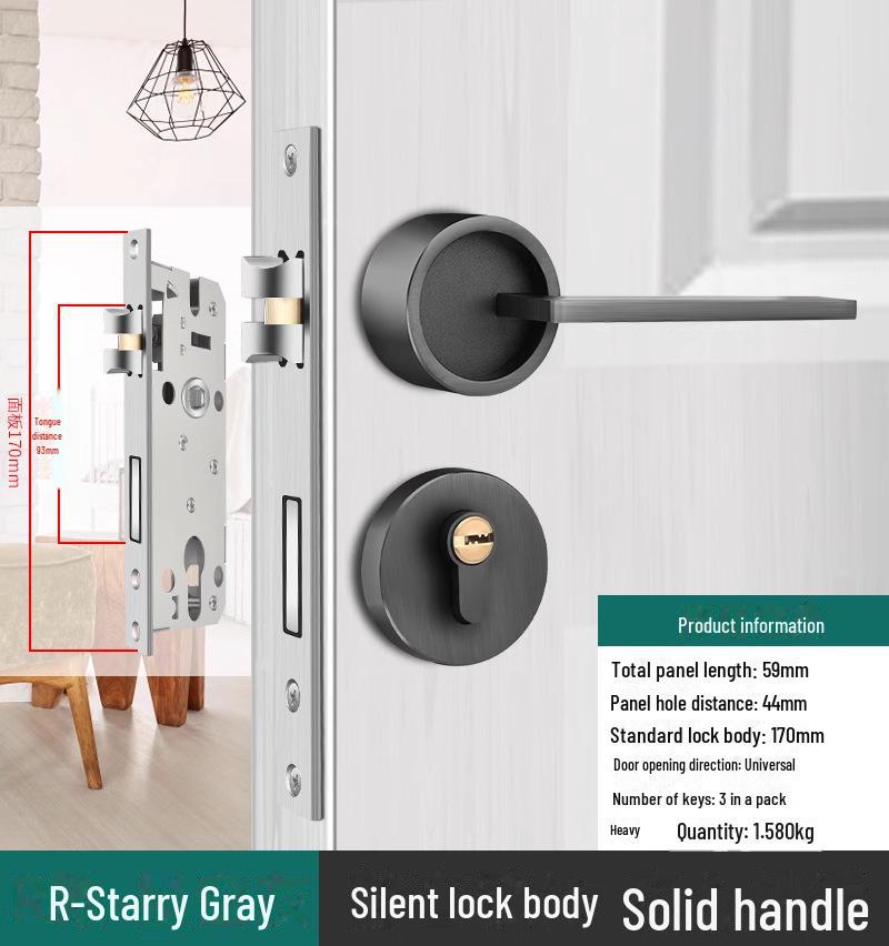 Silent European Style Indoor Wooden Door Handle Lock