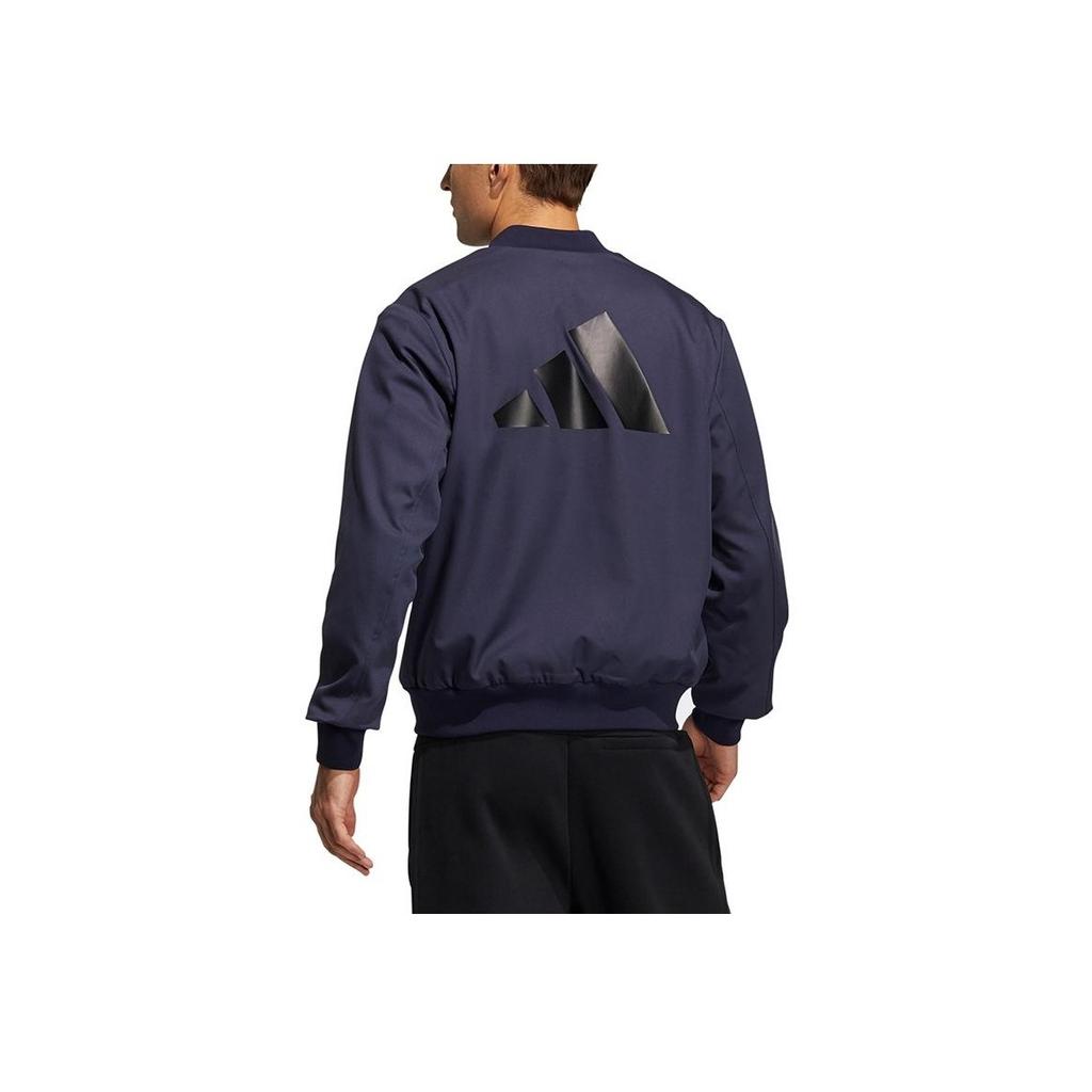 Adidas Fleece-Lined Warm-Up Jacket With Logo Print Men Outerwear Legend-Ink-Blue GP0977