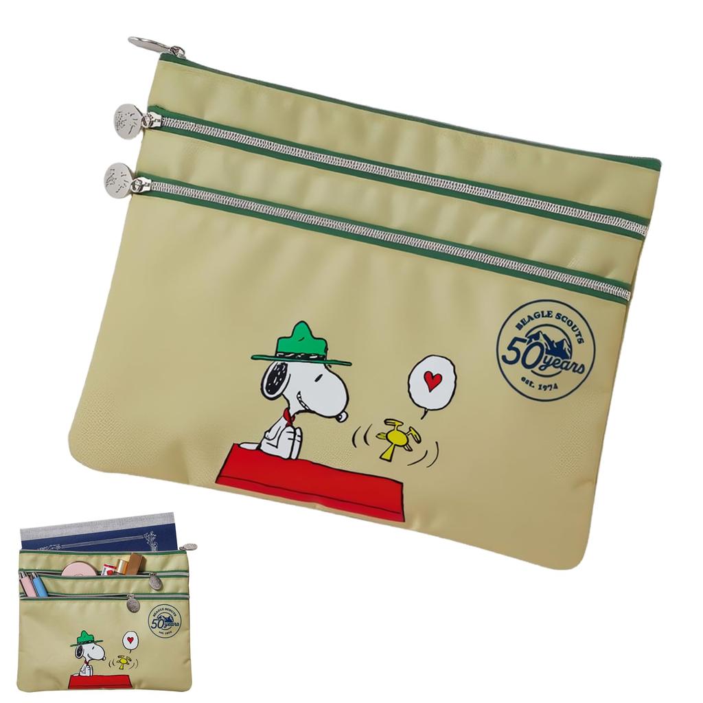Snoopy File, File Case, Zipper Pouch Document Bag, 3 Pockets, Large Capacity File, File Bag, Organization, Documents, Storage, Documents, Office