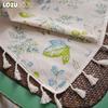 1PC LOZUJOJU Cotton and Linen Printed Beige Tassel Semi Blackout Curtains for Small Windows Balcony Home Decor
