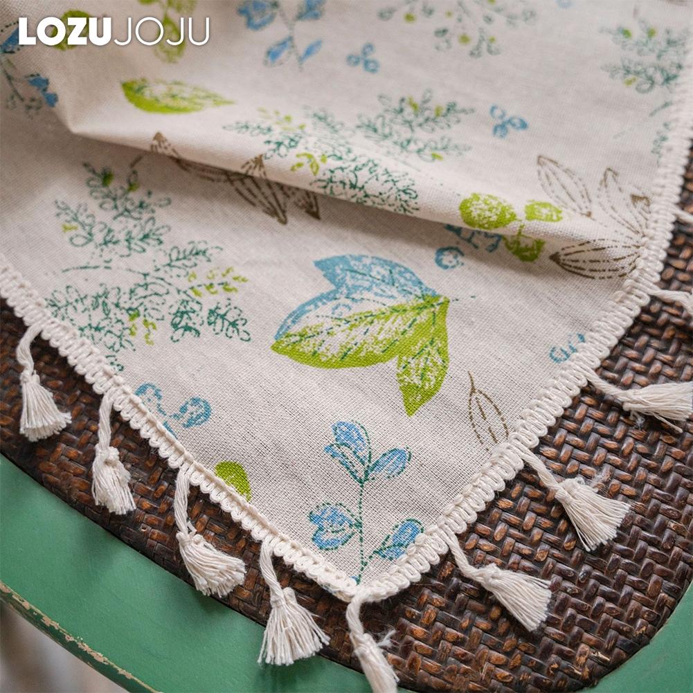 1PC LOZUJOJU Cotton and Linen Printed Beige Tassel Semi Blackout Curtains for Small Windows Balcony Home Decor