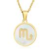 Elegant European & American Zodiac Pendant Necklace - Women's Gold Stainless Steel Constellation Charm