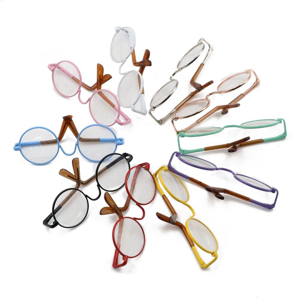 Fashion Toy Suit For 12/18 Inch Round-Shaped Clear Lens Metal Frame Miniature Eyewear Doll Glasses