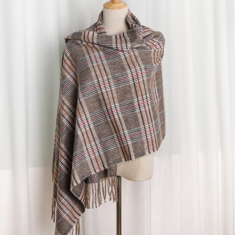 Winter Cashmere Plaid Scarf Design Women Warm Shawl Wraps Soft Pashmina Men Long Tassels Scarves Thick Blanket Foulard Bandana
