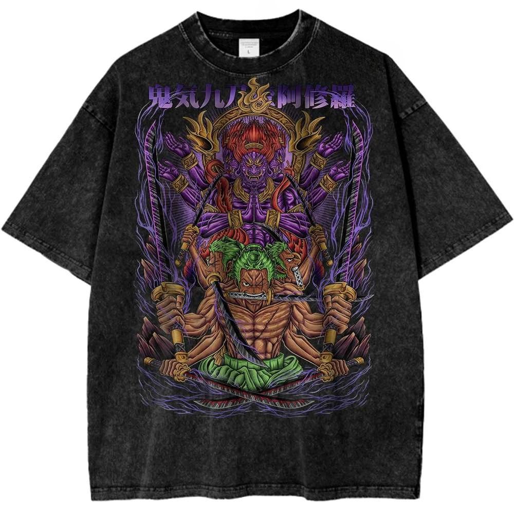 ONE PIECE Zoro Portgas D Ace Shirt Anime Retro T-Shirt Designer Illustration Pattern Street Harajuku Summer 2026 New