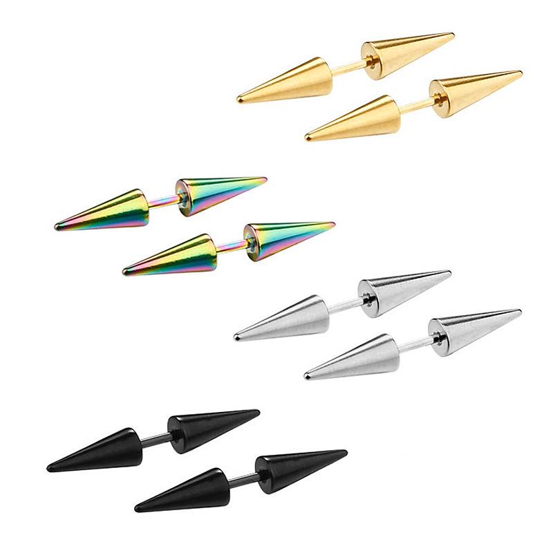 European & American Punk Dumbbell Spike Stud Earrings - Titanium Steel, Trendy Minimalist Design for Men & Women