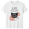 Life Happens Coffee Helps T Shirt Kaffeeliebhaber Lustiges Vintage Washed Slightly Fashion Breathable Designer Clothes Stylish