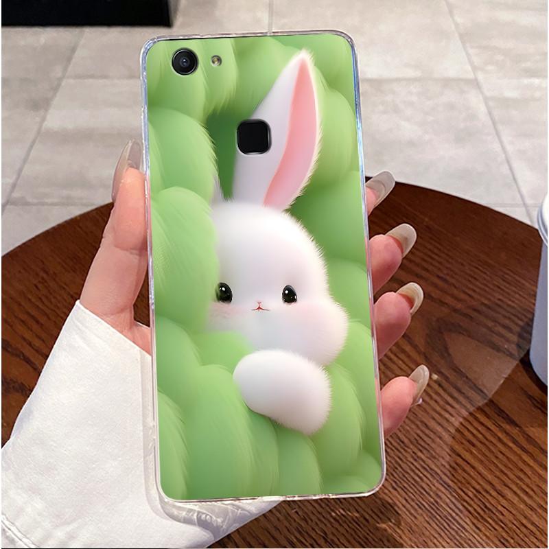 Case For Vivo V7+ V7 V 7 Plus 1716 1718 Casing Clear Back Cover Luxury Cute Love Heart Rabbit Funny TPU Soft Silicone Phone Case