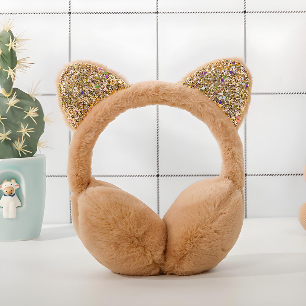 Cute Kitty Animal Earmuffs Foldable/Unfoldable Ear Warmers Winter Warm Plush Outdoor Ear Covers