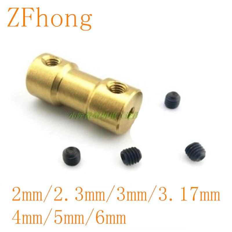 5pcs 2mm/2.3mm/3mm/3.17mm/4mm/5mm/6mm Brass  Motor Shaft Coupling Coupler Motor Transmission Connector 2mm-2mm  5pcs