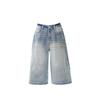 Fashion Summer Vintage Washed Distressed Loose Cropped Capri Denim Pants For Women Trendy Versatile Loose Straight Slimming AllMatch Casual Bottoms