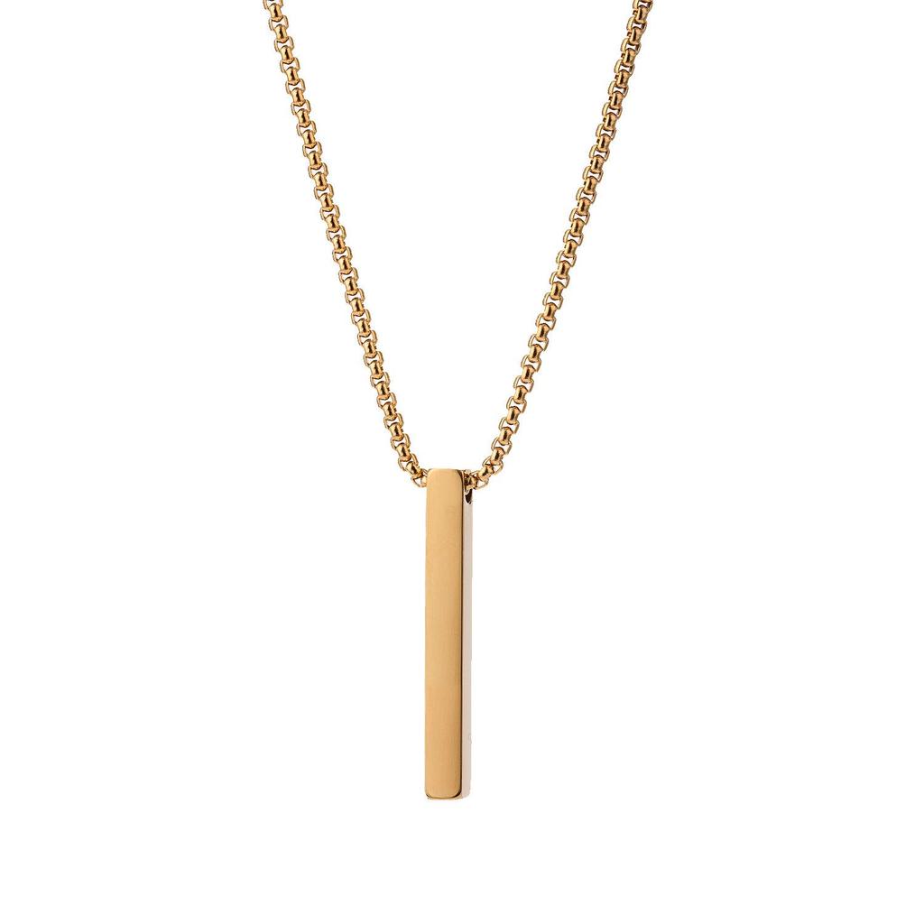 Men's Stainless Steel Minimalist Long Bar Necklace