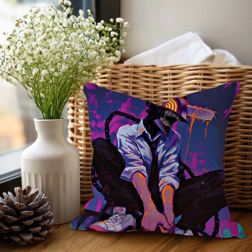 C-Chainsaw Man Anime Pillow Gift Home Office Decoration Pillow Bedroom Sofa Car Cushion CoverPillow Case