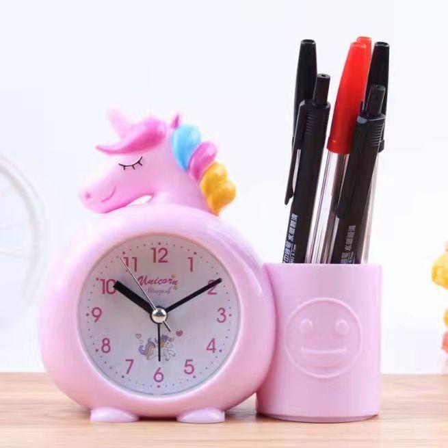 Alarm Clock Innovative Creative Male and Female Students Pen Holder Bee Alarm Clock Head Bedside Children Cartoon Stylish Cute Fashionable Clock Watch