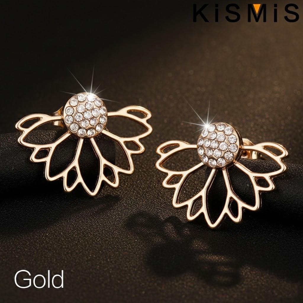 

1 Pair Lotus Flower Stud Earrings for Women Gold Silver Minimalist Jewelry Accessories Gifts for Girls золотий