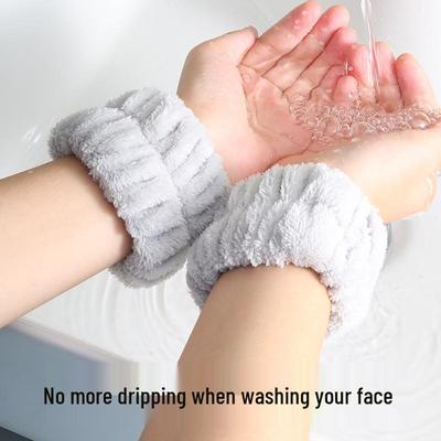 Plush Absorbent Headband & Wristband Set: Dual-Use Wet-Proof Towel Hair Tie for Face Washing