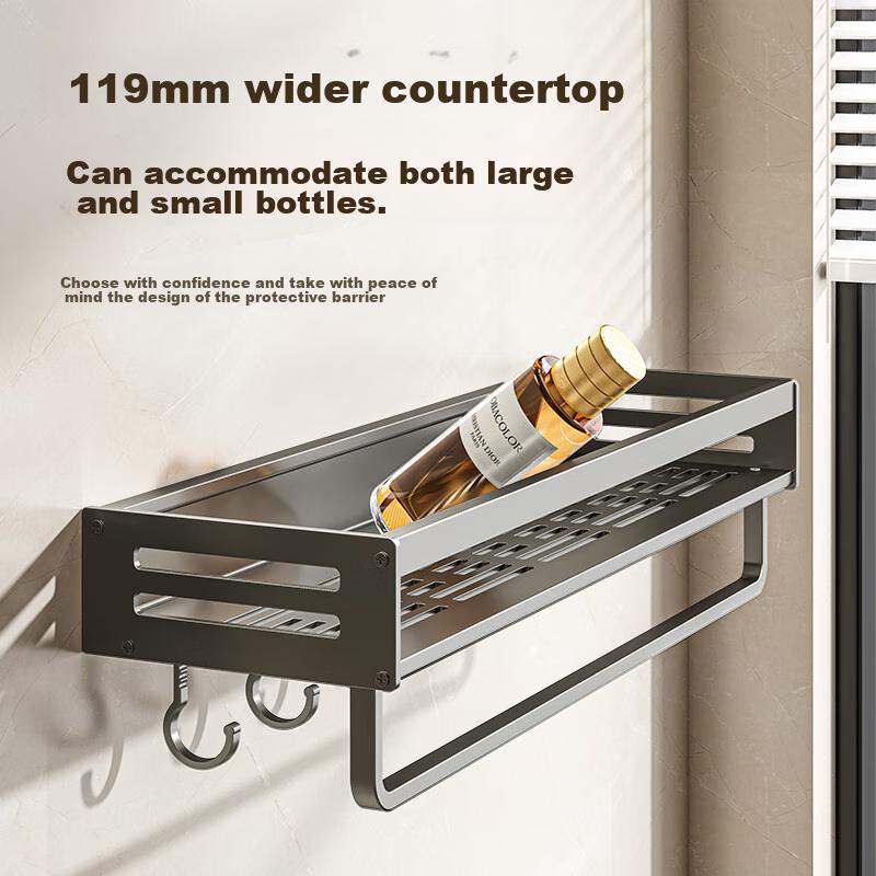 Baihan Bathroom Storage Rack, No Drilling Required, Wall-Mounted Hooks for Toilet, Washroom, Sink, Corner Shelf, Shower Room