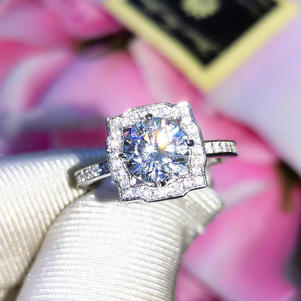 

S925 Sterling Silver 1 Carat Mozambican Diamond Ring Proposal Ring Women s Fashion Court Style Wedding Ring no. 5