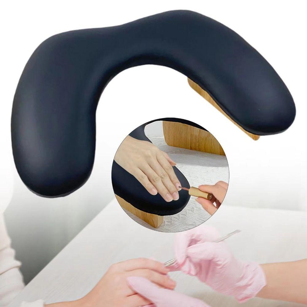 

Wooden Base Foldable Nail Pillow Space-saving Nail Art Stand Manicure Hand Pillow Nail Accessories Low Style чорний