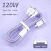 Multi-Head 3-in-1 Fast Charging Cable: 120W for Home, 66W for Car, Compatible with Apple Devices.