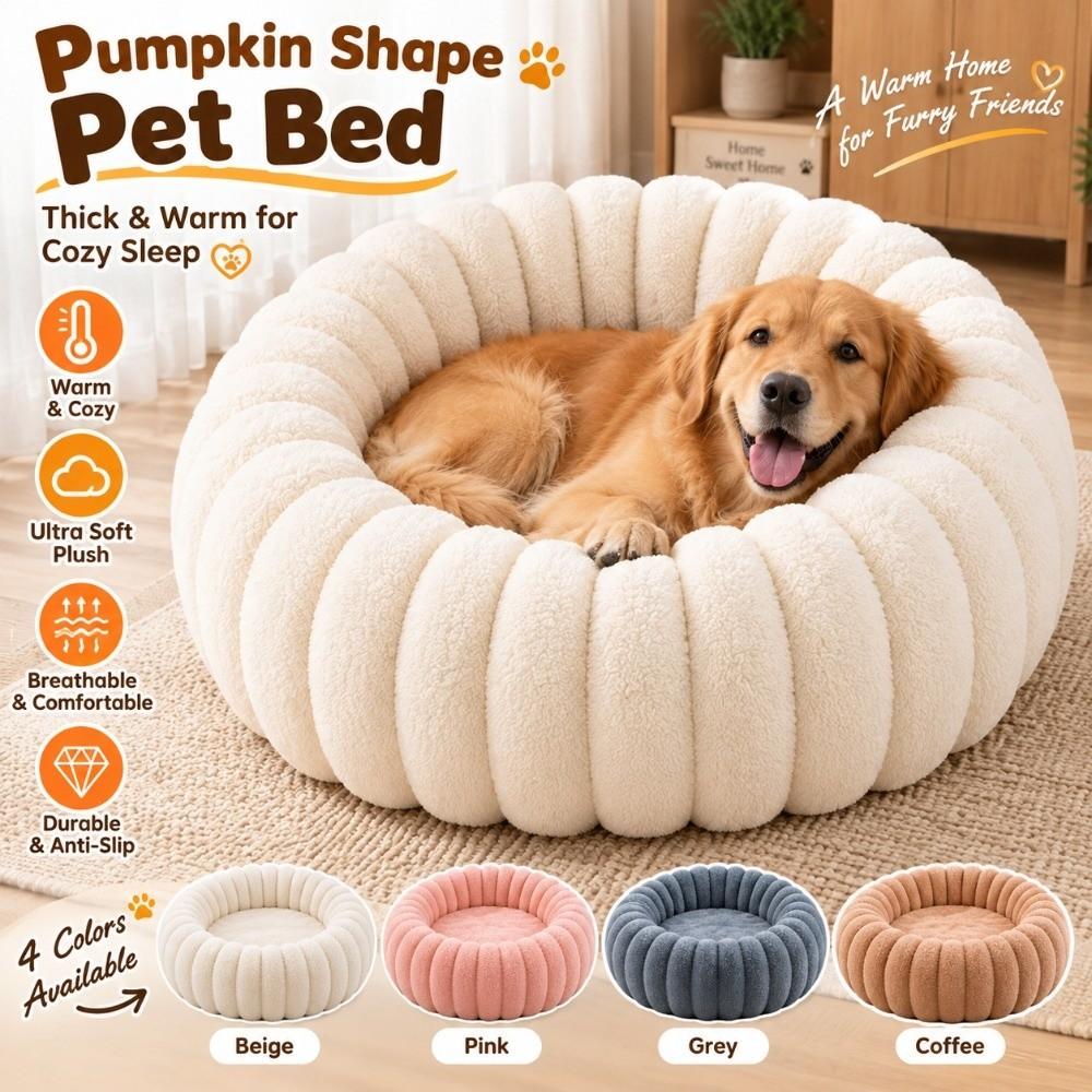 Ultra Soft Round Pet Bed Plush Material Large Dog Bed Cozy Cat Sofa Bed  For Dog Cats