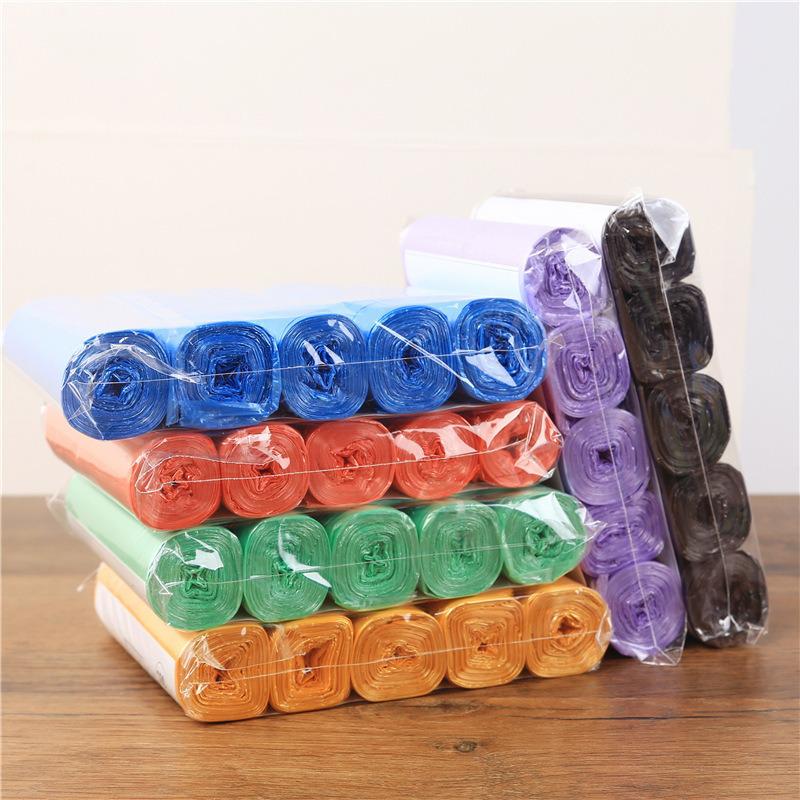Household Colored Flat Garbage Bags for Kitchen & Bathroom - Medium, Disposable, New Material